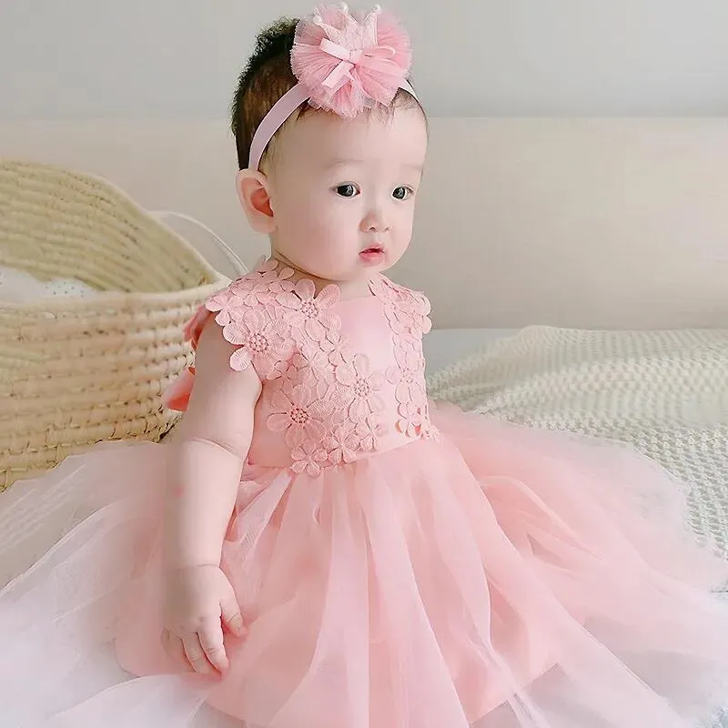 Buy FYMNSINewborn Baby Girl 1st Birthday Outfit First One Year Birthday  Princess Dress Toddler Kids Gold One Long Sleeve Floral Romper Pink Tutu  Skirt Party Cake Smash Photo Shoot 2pcs Clothes Set