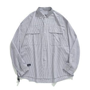 HELLO JIM  Long sleeved stripe shirt For Men 2023 New Style Loose shirt Couple Korean Oversize shirt  K1749