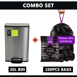 Borong365 Tong Sampah Keluli Tahan Karat Pedal Step Rubbish Bin Garbage Recycling Bins Premium Stainless Steel Trash Bin