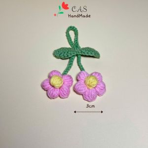 [Có sẵn] Móc khóa hoa len 5 cánh cotton milk 125g treo túi móc chìa khóa