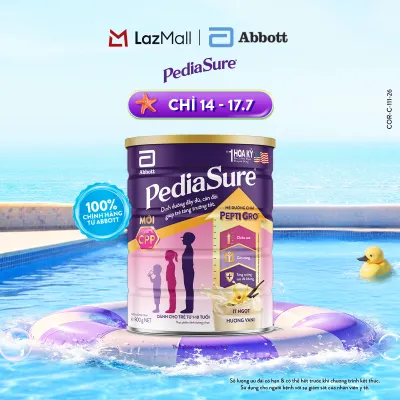 [CHỈ 20H 07-10.8 GIÁ TỐT MUA NGAY-SLCH] 1 Lon sữa bột Pediasure hương vani ít ngọt 800G