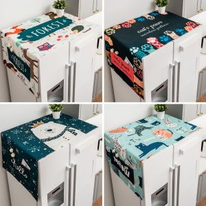 60x150 Cotton And Linen Cloth Cover Fridge Towel Washing Machine Cover Cover Single Split Open Double Door Refrigerator Cover Dust Cover Microwave Oven
