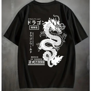 2024 Dragon T-Shirt For Mens Short-Sleeved T-Shirt Black\White T-Shirt Loose Korean T-Shirt