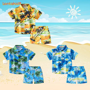 lontakids 2Pcs Kid Baby Boy Printed Shirt Shorts Suit Set Short Sleeve Summer Beach Children’s Clothing Hawaii Casual Outfit for Kid Toddler Boys