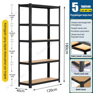 Rak Besi Siku 5 susun Rak Barang Rak Gudang Rak Susun Serbaguna Rak Dapur Rak Aquarium 40x120x180cm