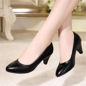 [Free Shipping] Shallow-Toe Minimalist Elegant Chunky-Heeled Work Shoes For Women Professional Flats Fashionable Available In Large Sizes High Heels