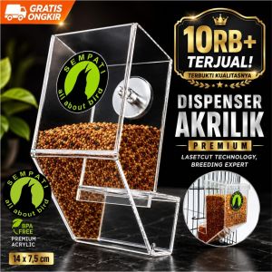 SEMPATI Wadah Pakan Burung Akrilik Premium Tempat Pakan Koloni Ternak Lovebird Kenari Parkit Pleci Murai Batu Cepuk Burung Anti Tumpah Feeder Dish