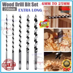 EXTENDED 230MM WOOD AUGER BIT EXTRA LONG DRILL BITS DRILLING WOOD WORKING CARPENTER BUAT LUBANG DRILL KAYU HEX SHANK SET HSS Twist Straight Shank Drill Bit Tool For Wood Dough Twists Wood Tapper Wood Door Lock Reaming Tool