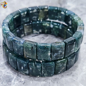 Collection Grade Moss Agate Shou Pai Bracelet
