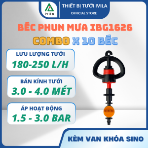 Combo 10 Béc phun mưa IBG1620/1626 kèm phụ kiện - béc tưới cây phun mưa Béc tưới cây hiệu quả cho rau màu cây ảnh cây ăn quả