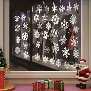 DECAL NOEL – Hít Tĩnh Điện Dán Kính Hoa Tuyết Trắng In Sắc Nét- JC-A13 (35*50cm*2 )