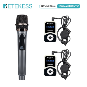 Retekess T130 Professional Wireless Handheld Microphone Transmitter Walking Tour Headsets and T131 Receivers used for Church Factory Visit  Excursions Conference Speech Small Stage Performance