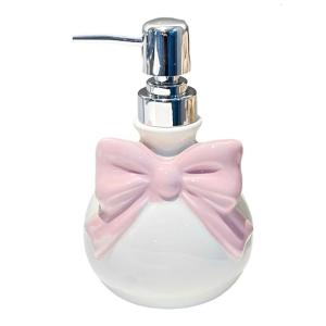 Bowknot decors gốm Hộp đựng xà phòng chai đựng chất lỏng với thông suốt Báo Chí bơm chậu rửa phòng tắm tổ chức phụ kiện