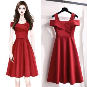 Fashion temperament dress women Women summer big size waist skirt thin fat sister dresses