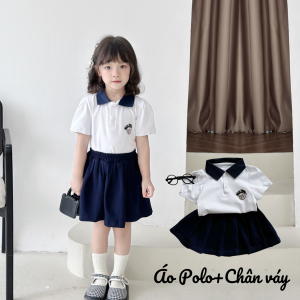 BE202 Bộ quần áo bé trai váy bé gái TOHEE áo polo quần đùi chân váy đồng phục cho bé