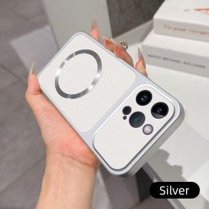 Business Simplicity For iPhone 14 13 12 11 XS XR X XS Pro Max Plus Magnetic Back Cover Soft Leather Veneered Phone Silicone Casing