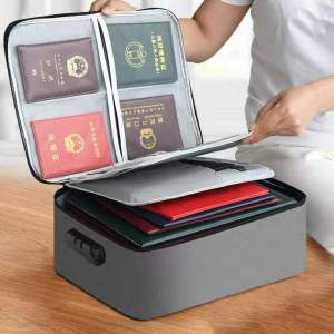 Urone túi đựng hồ sơ tài liệu Lớn hơn 3 lớp có khóa mã Túi đựng tài liệu chống thấm nước và Túi an toàn du lịch Túi lưu trữ tài liệu di động nhiều lớp cho các tập tin quan trọng hộ chiếu chứng chỉ Hộp đựng tài liệu