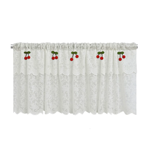 Floral Lace Short Curtain White Sheer Kitchen Voile Curtains For Bedroom Or Kitchen Includes Decorative Color Pins