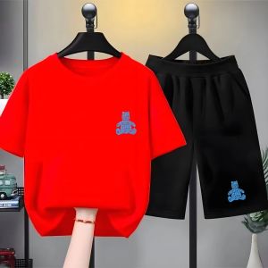 Summer Childrens T-Shirt Little Bear Kids Boys Black White Girls Outfit Short Sleeve & Shorts Cool Casual T-Shirt Set2026