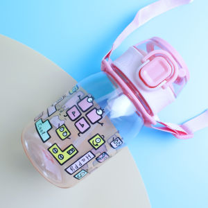 Botol Minum Piknik Anak Motif Keren Bpa Free 450ML Botol Olahraga Anak Kekinian Tali Panjang-YY-259