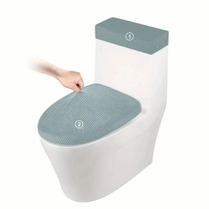 MICANGP 2Pcs/Set Solid Color Toilet Lid Cover Corn Pattern Thickened Toilet Seat Cover Easy To Disassemble Non-slip Toilet Dust Cover Home Bathroom