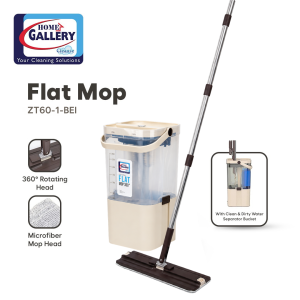Home Gallery Flat Mop 360° with Clean and Dirty Water Separator Bucket | Mop for Floor Cleaning Wet and Dry Use | Household Cleaning Tools | ZT60-1