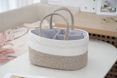 SG Foldable Diaper Bags Storage Bag Organizer Cotton Rope Woven Removable Dividers Mummy Bag