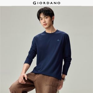 Giordano Beau Monde Men 100% cotton small embroidery long sleeve tee Free Shipping 13026792