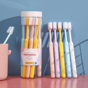 แปรงสีฟันแบบกระปุก แปรงสีฟัน (1 เซ็ต 10ชิ้น) แปรงขนนุ่ม แปรงสีพาสเทล หลากหลายสี