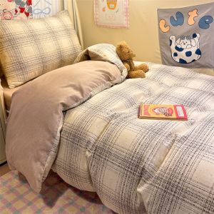 Back-to-school season all-cotton student dormitory three-piece set for single and double beds college-style dormitory pure cotton four-piece bedding set