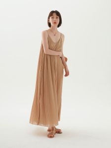 Đầm hai dây suông xếp ly _BS125