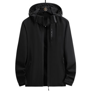 Jaket Pria Waterproof Anti Angin Jaket Hoodie Motor Pembongkaran Topi Casual Outdoor Jacket J6628