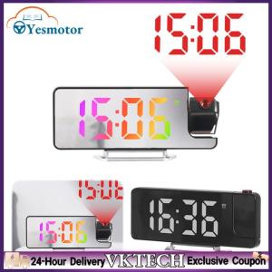 【Local Shipment】 Projection Alarm Clock USB Charger LED Mirror Digital Clock with Temperature Date Projection Digital Alarm Clock Brightness Adjustable for Home Office