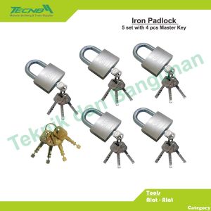 Iron Padlock / Gembok Besi 5 set with Master Key (60mm)