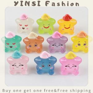 YINSI Luminous Cartoon Expression Jelly Color Star Model Decoration DIY Accessories Desktop Decoration Car Decoration