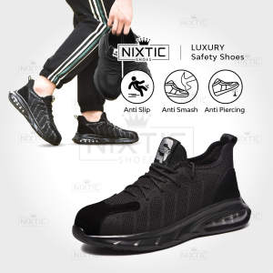 Nixtic™ Enforcer N2.0 Black | Lightweight Safety Shoes Steel Toe Cap Anti-Smashing Kasut Kerja