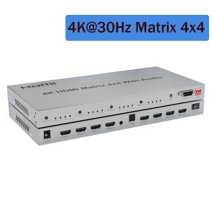 Newly 4K 30Hz/60Hz HDR Matrix Switcher 4x4 HDMI 2.0 Matrix Switcher Splitter 4 in 4 Out Support EDID RS232
