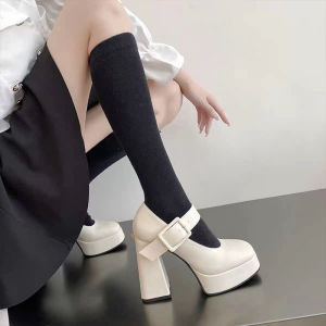 [Free Shipping] WomenS Spring And Autumn New Style Single Shoes With A Single Strap Elegant Design Thick Heels And Thick Soles