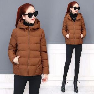 Down Padded Jacket Womens Mid-length Winter Coat Korean Loose Thickened Solid Color Hooded Jacket