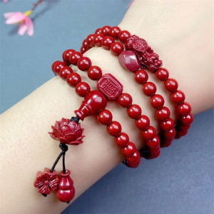 Sandalwood Buddhism 108 Beads Bracelet lotus Buddha Beads Vermilion Bracelet[Kaiguang transfer ]