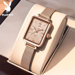 PLAYBOY Watch For Women Waterproof Original Elegant Luxurious Korean Style Stainless Steel Strap Casual Fashion Relo For Women