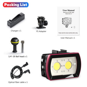 Seafrogs SL-21 Brightness 3500Lumen Diving Video Light,Package with Optical Fiber Cable Waterproof Depth up 40M/130ft Photography Light for Camera/Phone Housing Case