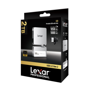 Lexar Professional Go SL400 Portable EXT SSD w/Hub4K 60fps ProResUp to 1050MB/sUSB3.2 Gen2RuggedIP65(1TB / 2TB)