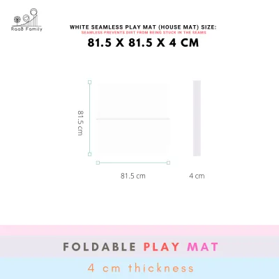 RaaB Family™ 8 Layers HD Foam Antibacterial Surface Anti-Slip Base Foldable Seamless Vegan PU Leather Playmat (81.5 x 81.5 x 4 cm) Model:DHM (SL)