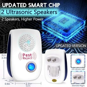 300M^2 Intelligent Electronic Ultrasonic Pest Repellent and Mouse Repellent Indoor Silence Effectively Remove Mice Cockroaches Mosquitoes Bats