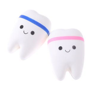 QUANSEN 1Pc Rainbow Tooth Slow Rising Cartoon Teeth Antistress Soft Squeeze Bread Toy