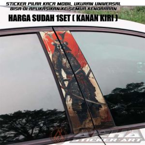 Stiker Pilar Pintu Mobil Tema Samurai Dan Skull Tengkorak