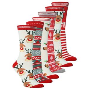 CRUSHES Xmas Gift Cotton Knit Novelty Santa Claus Man Woman Lady Christmas Socks Santa Stockings