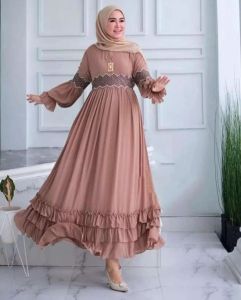Gamis Dres Wanita Terbaru 2023 Wanita Dewasa Simple Dress FUJITA DRESS CERUTY BABYDOLL LD 110 CM