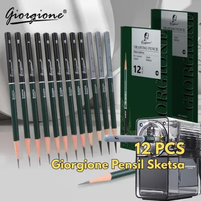 Giorgione Set 12pcs Lengkap Pensil Campur Mix BR295 Sketsa 2H/HB/2B/4B/8B